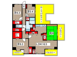 コスモ千葉グレイスヒルズ【9階】の間取り