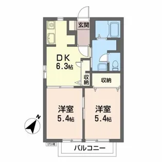2DKの間取り画像