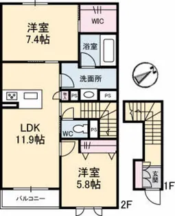 レユシール川内【2階】の間取り