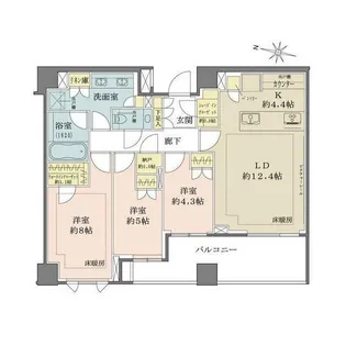 ザ・パークハウス千代田六番町【6階】の間取り
