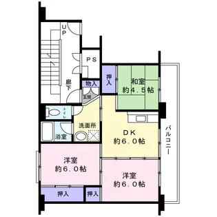 ビレッジハウス羽後2号棟【4階】の間取り