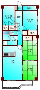 オリエンタルハイツ文理【3階】の間取り