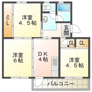 ビレッジハウス笹川13号棟【1階】の間取り