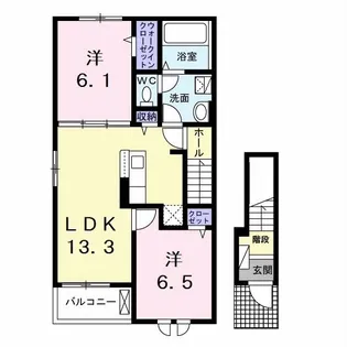 ベルミラA【2階】の間取り