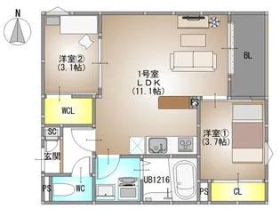 Regalest Plus(仮称:REGALEST平井3)【1階】の間取り