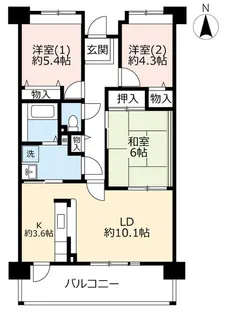 UR西宮マリナパークシティ丘のある街【6階】の間取り