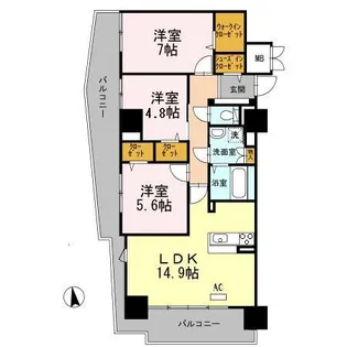 アムシュトラーセ【4階】の間取り