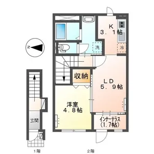 アン ルシオール(un luciole)【2階】の間取り