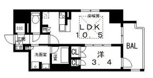 ネベル大阪上本町【15階】の間取り