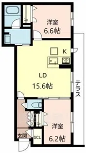 ボーデングラス三国ヶ丘【1階】の間取り