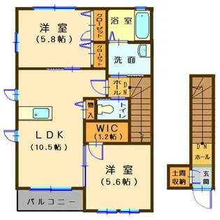ベルフラワーK D棟【2階】の間取り