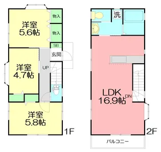 神奈川県茅ヶ崎市小和田1【一戸建】の間取り