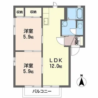 スカイプラザ A【2階】の間取り