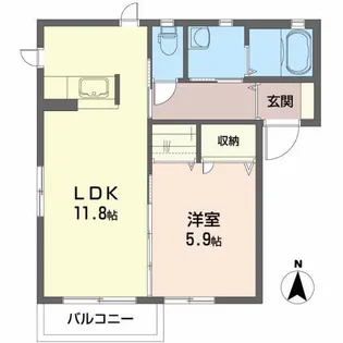 シェルブルーB【2階】の間取り