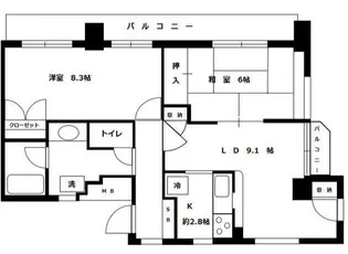 2LDKの間取り画像
