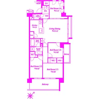 ザ・ケンジントン・レジデンス横濱片倉【4階】の間取り