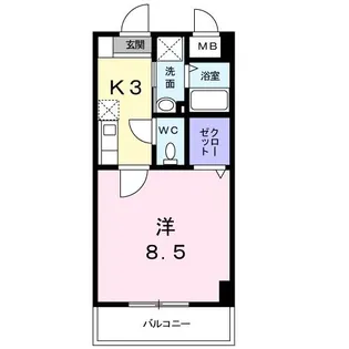 ホワイトバレー八幡駅前【2階】の間取り
