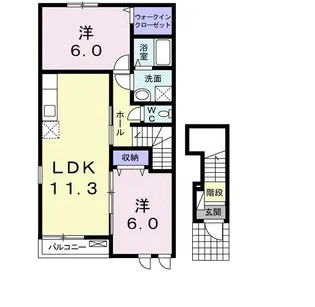 プリムローズB【2階】の間取り
