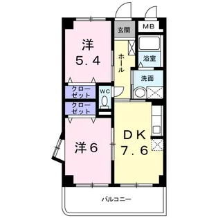 サニーカーサ B【2階】の間取り