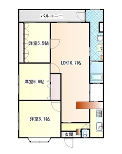 亀井町Tマンション【3階】の間取り