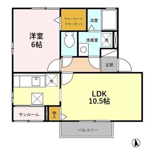 ウエスト ミエール【1階】の間取り