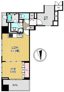 クレヴィアタワー御堂筋本町【6階】の間取り