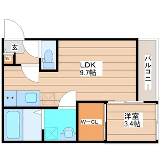 グロウランス宮城野【2階】の間取り