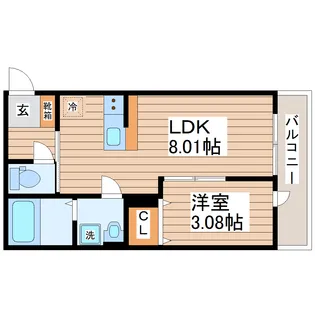 フォリアビレッジ長町南B【3階】の間取り