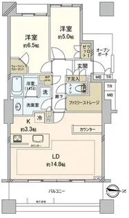 Brillia Tower 所沢ロジュマン【25階】の間取り