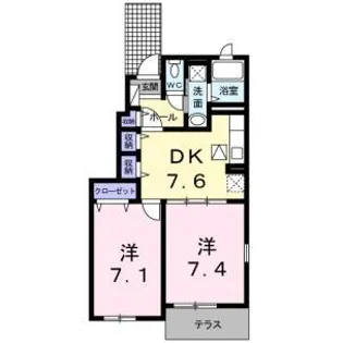レジデンス根来【1階】の間取り