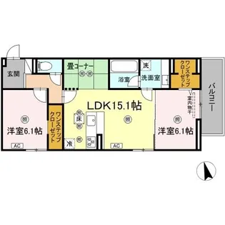 パールドブルム【1階】の間取り
