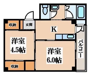 ビレッジハウス万富【1階】の間取り