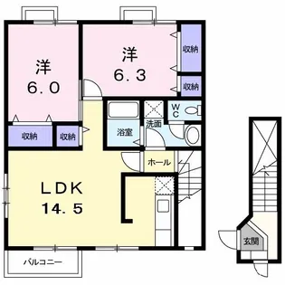 ハートフル鴨島 B【2階】の間取り
