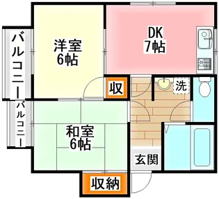 センダハイツハナセ【2階】の間取り