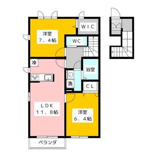 カーサ フェリーチェII【2階】の間取り