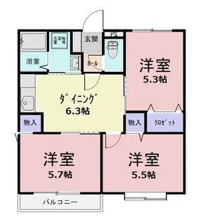 ドルフ天神【1階】の間取り