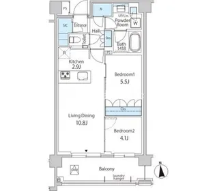 グリーンレジデンス赤坂【4階】の間取り
