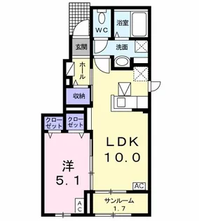 1LDKの間取り画像