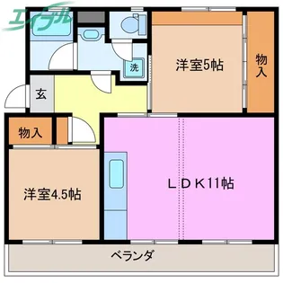 フェリーナ111棟【3階】の間取り