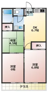 スリーヒルズ【1階】の間取り