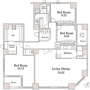 LaSante一番町【14階】の間取り