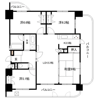 ネオグランデ水前寺グリークタワー【12階】の間取り