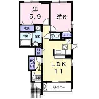ピースフル ライフ【1階】の間取り