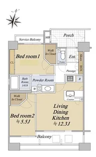 グランアッシュ京橋アンベリル【11階】の間取り