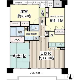 ナイスアーバンステイツ川崎【8階】の間取り
