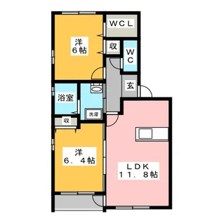 プリムヴェール【1階】の間取り