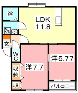 オアシス参番館【1階】の間取り