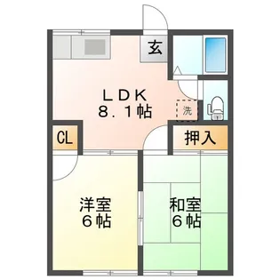 コーポアサヒ【1階】の間取り