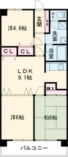清水山第2パークハイツ【5階】の間取り