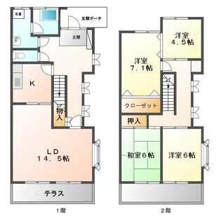 ハイグレードタウンハウス【2階】の間取り